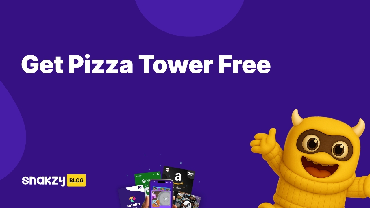 Featured card for the pizza tower free guide on Snakzy showing how to earn a Steam gift card.