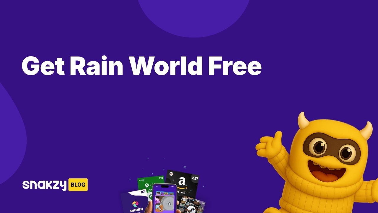 Featured image card for the rain world free guide on Snakzy showing how to earn Steam gift cards to buy the game.
