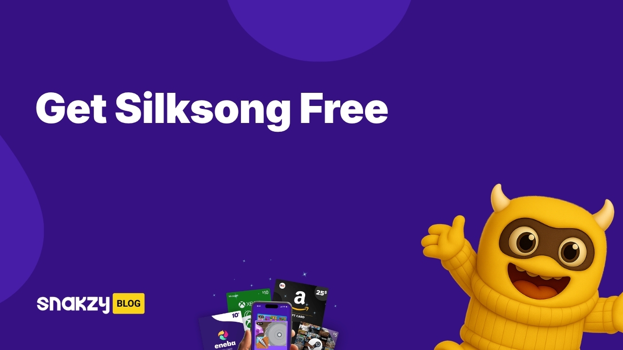 Featured image card for getting Hollow Knight Silksong free through Snakzy Steam gift cards.