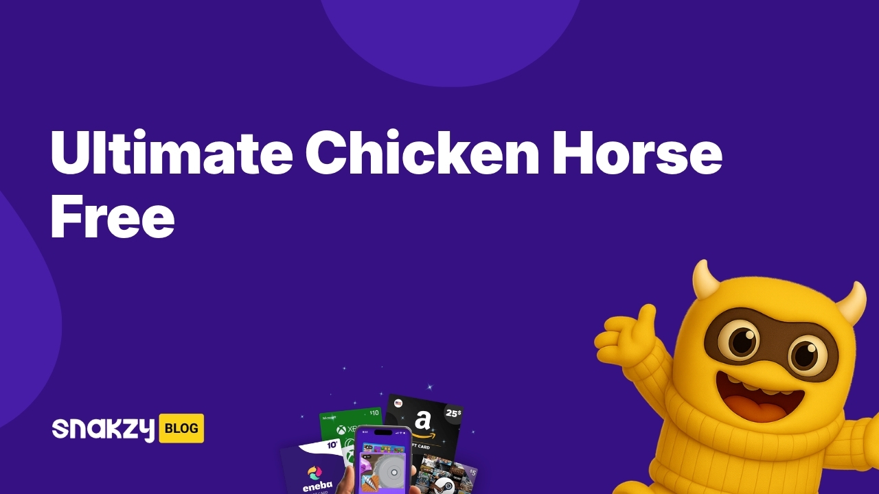 Featured image card for the Snakzy guide on how to get Ultimate Chicken Horse free using a Steam gift card.