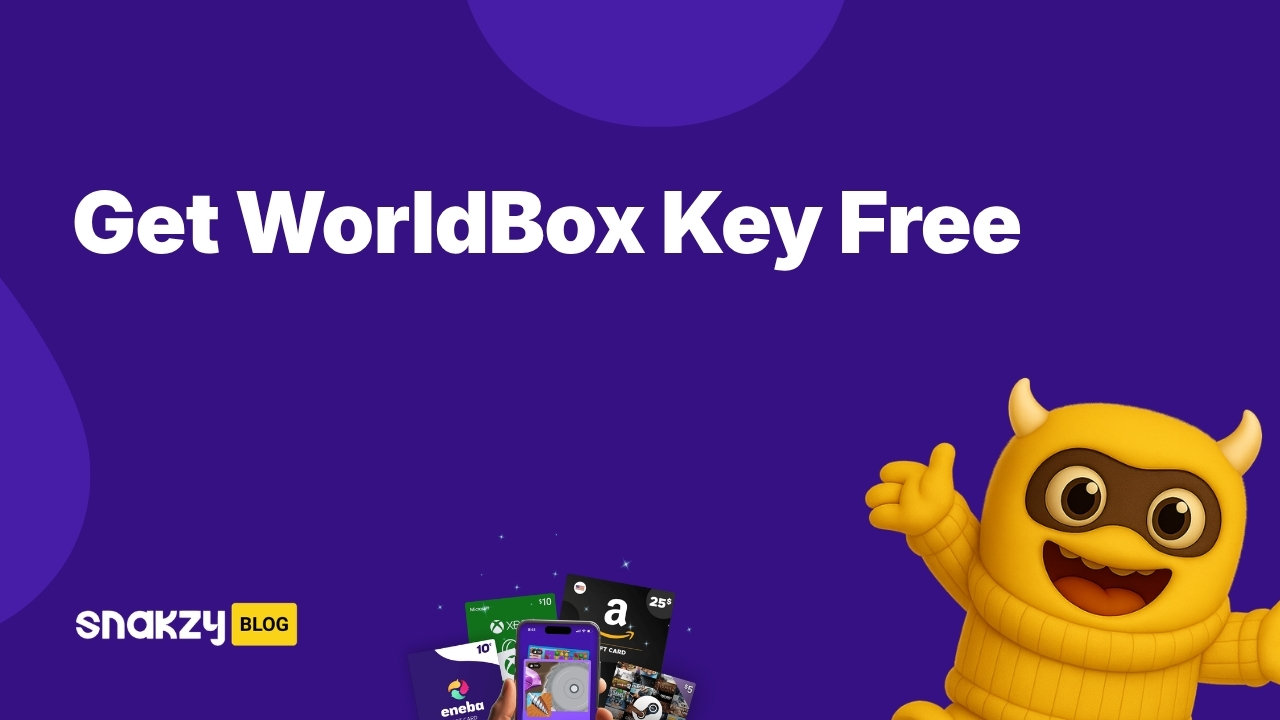 Featured card for a guide on getting a WorldBox Steam key free through Snakzy rewards.